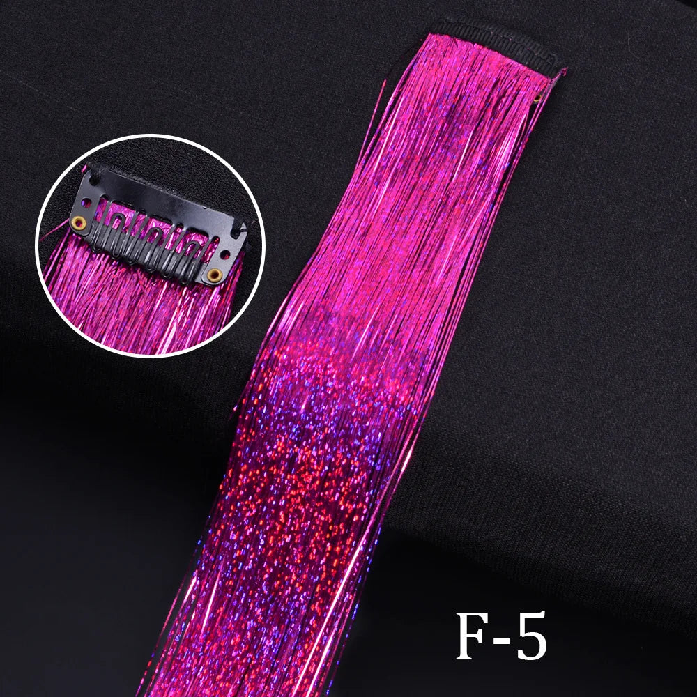 Rainbow Hair Tinsel Glitter Strands – 120pcs, 93cm