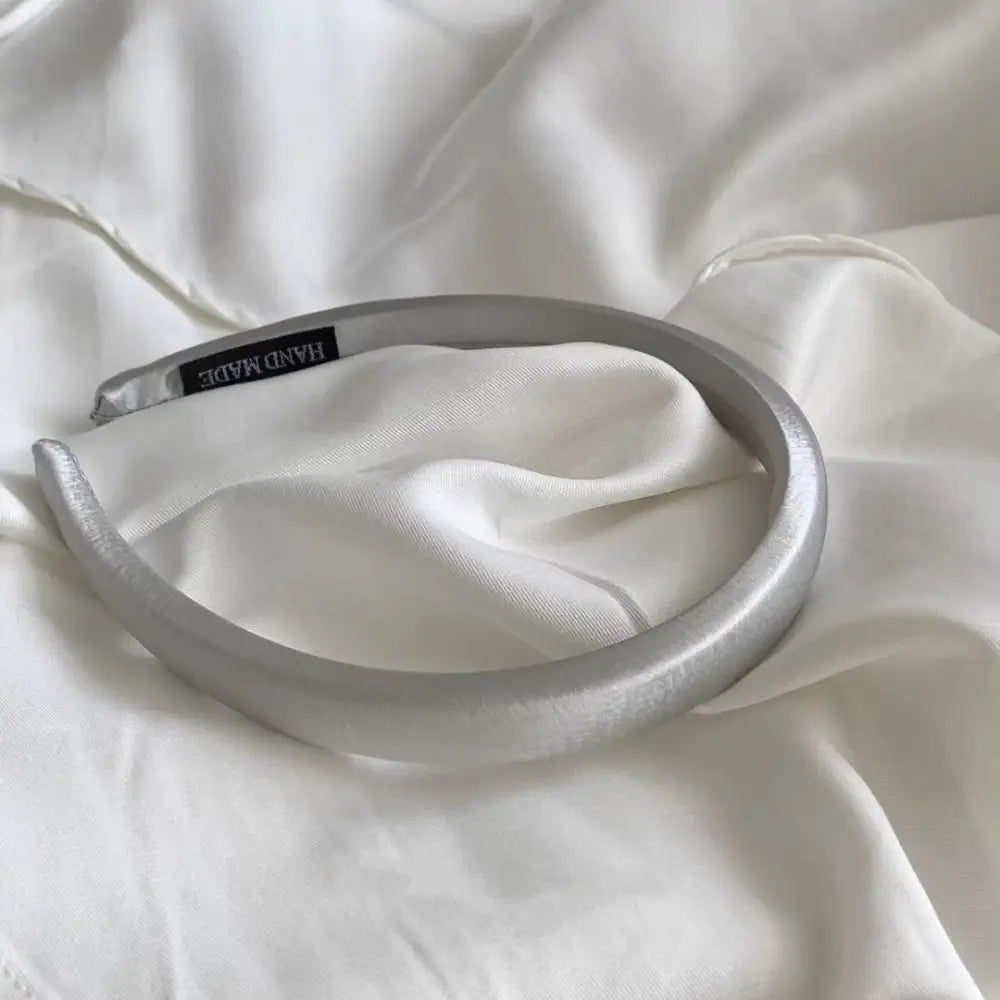 Silk Satin Headband for Women – Korean Style Hair Hoop Satin Headband PLUSH silver
