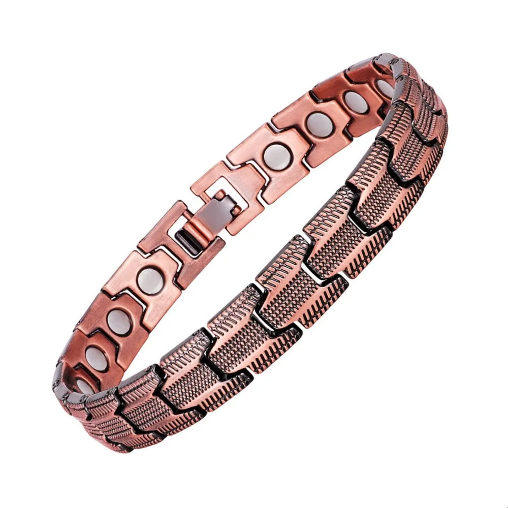 Zinc Alloy Magnetic Cuff Bracelet – Vintage Wheel Unisex Magnetic Cuff Bracelet PLUSH Style 1 Red