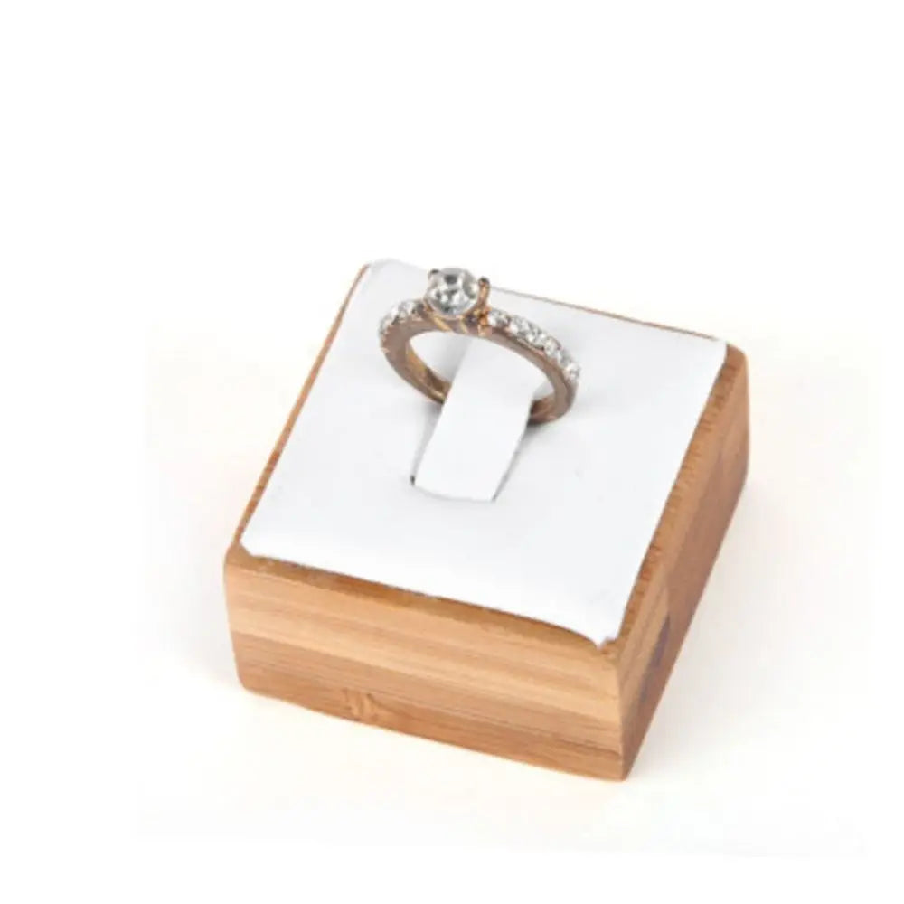Wooden Ring Box Travel Jewelry Organizer Display Case Jewelry Display Box PLUSH White