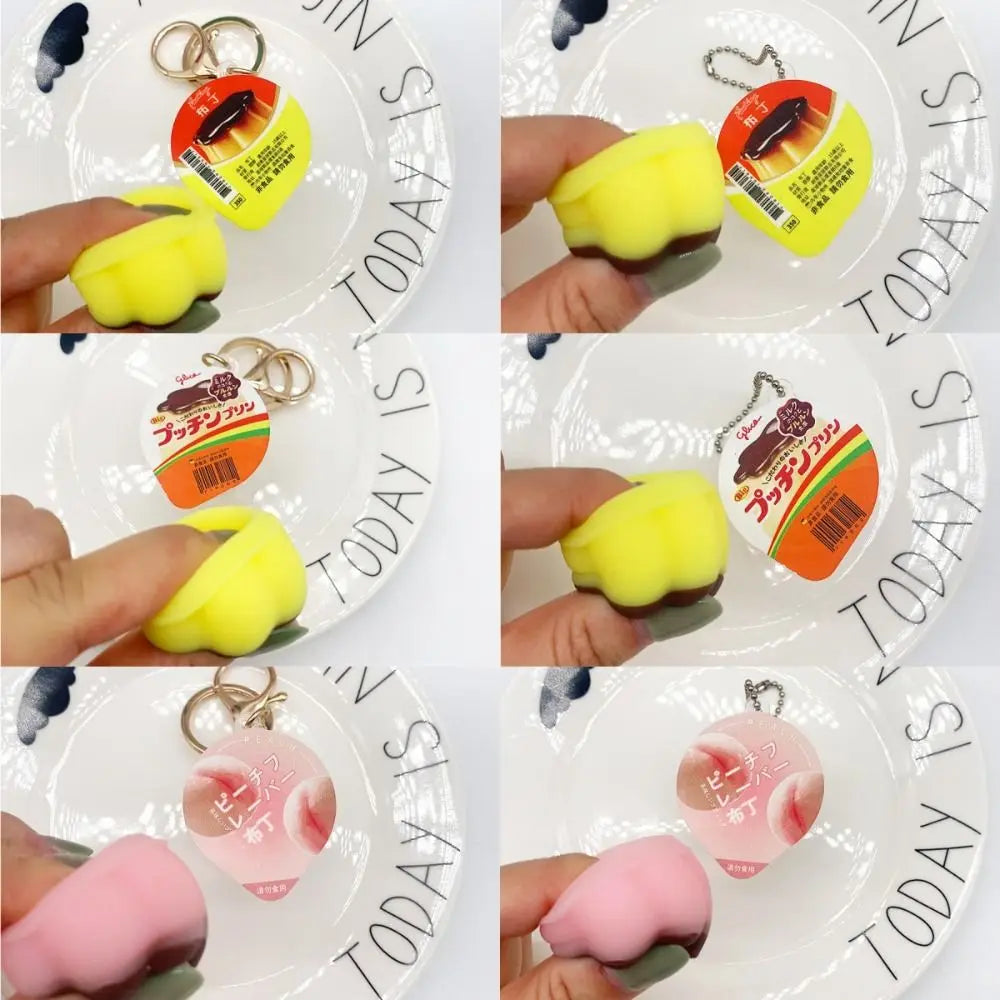 Squeeze Pudding Keychain – Squishy Slow Rebound Food Keyring Novelty Keychain PLUSH