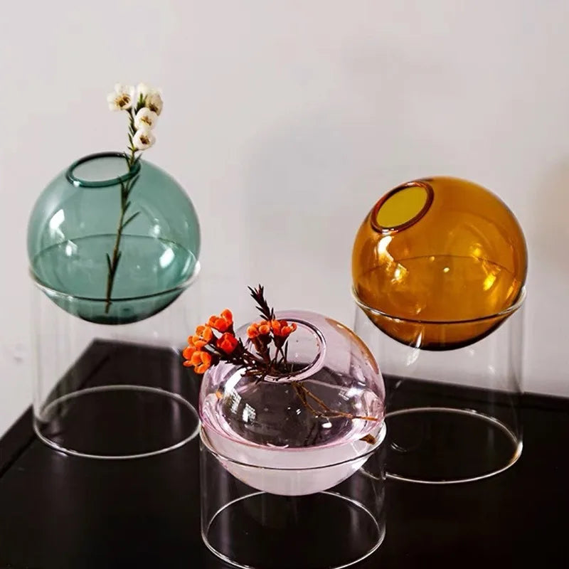 Nordic Colored Glass Vase | Minimalist Hydroponic Planter Decorative Glass Vase PLUSH