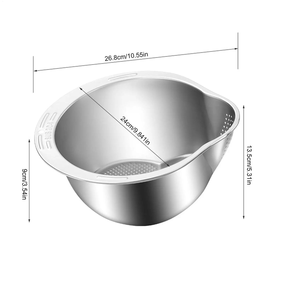 Stainless Steel Rice Washing Basin & Colander Strainer Colander Strainer Bowl PLUSH