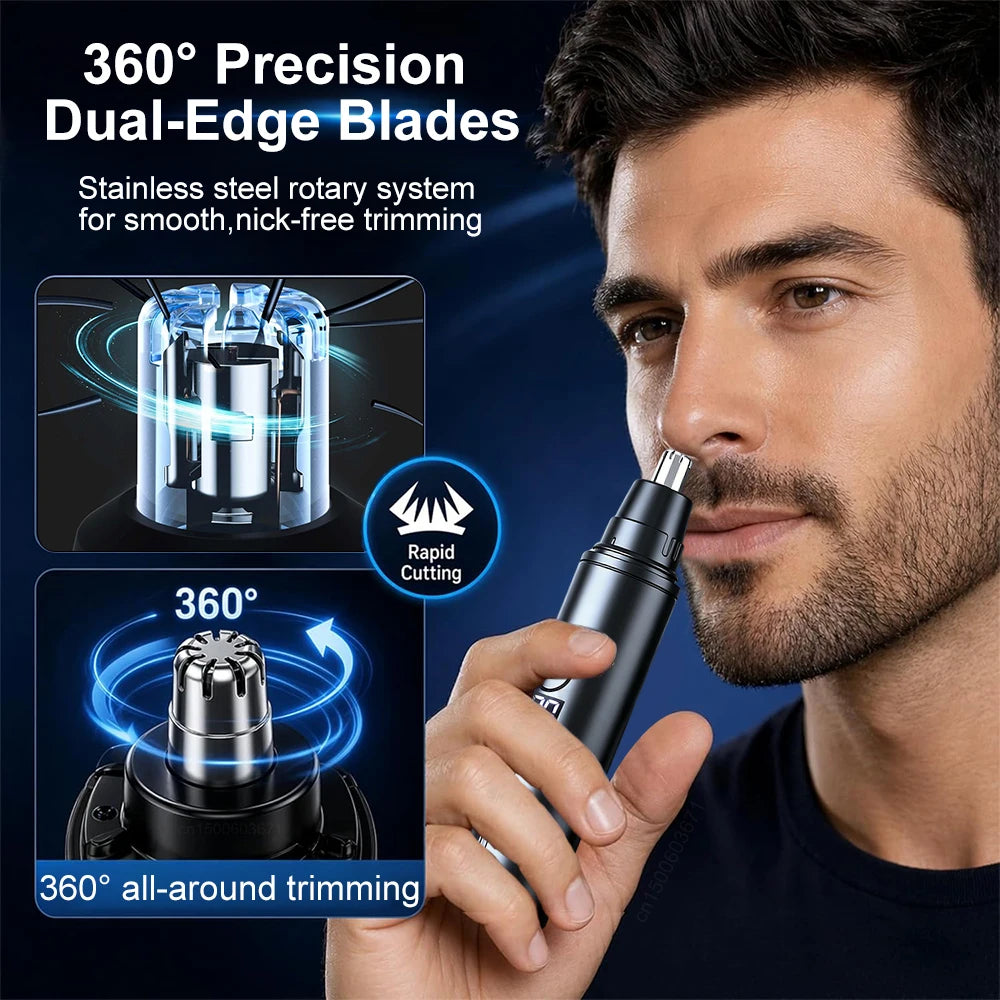 Raugee 3-in-1 USB Nose & Ear Hair Trimmer for Men – Black Nose Hair Trimmer PLUSH