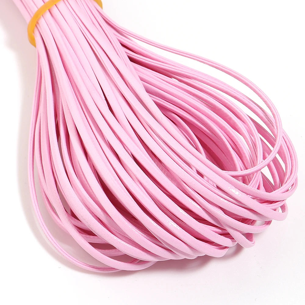 50 Yards 2mm Flat Faux Leather Cord – Multicolor DIY Crafts Leather Craft Cord PLUSH pink