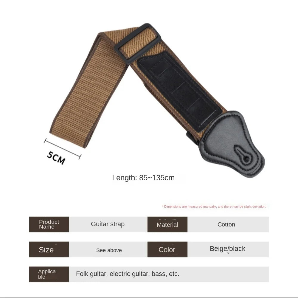 Adjustable Cotton Guitar Strap with Pick Bag – Brown & Black Guitar Strap PLUSH