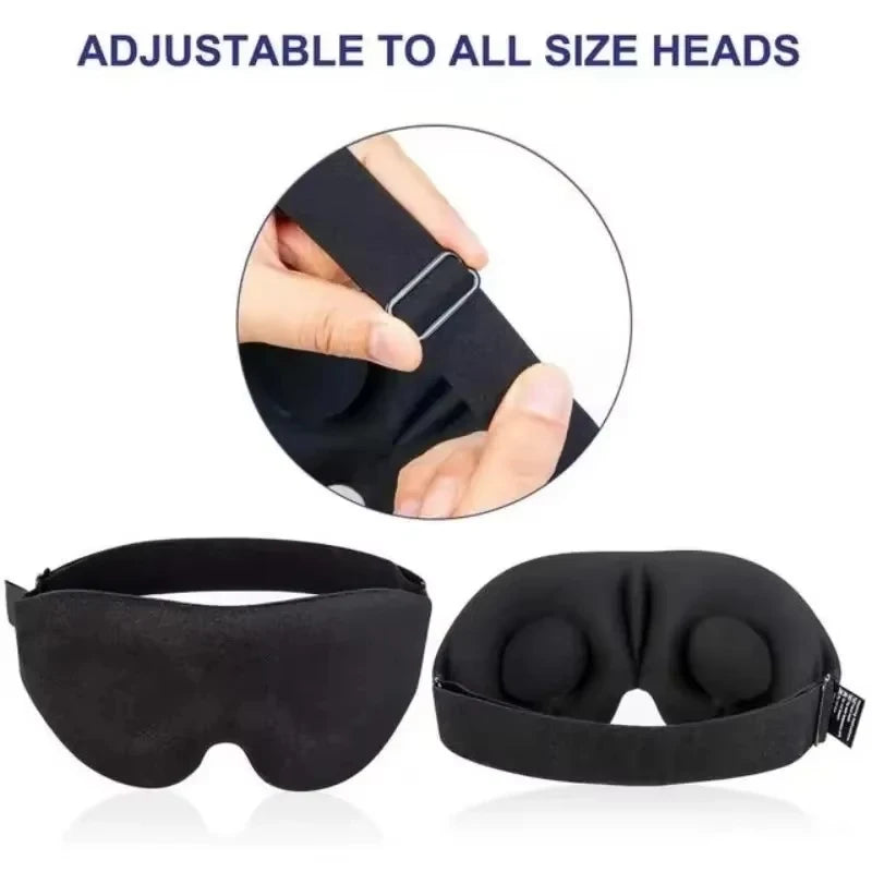Black 3D Sleep Eye Mask – Adjustable, Breathable Light Blocker Sleep Eye Mask PLUSH
