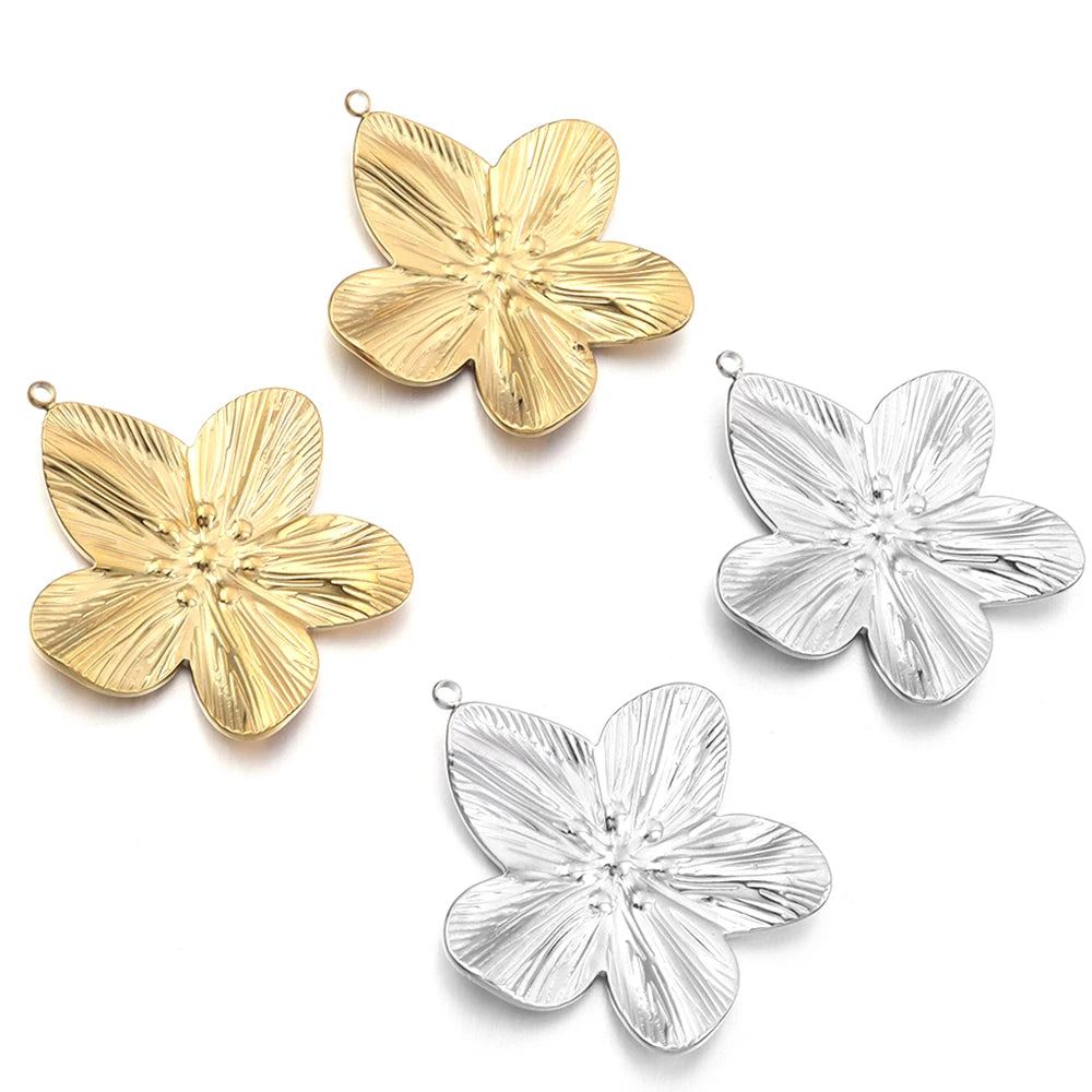 2pcs Stainless Steel Flower Charms for DIY Jewelry Making Jewelry Making Charms PLUSH