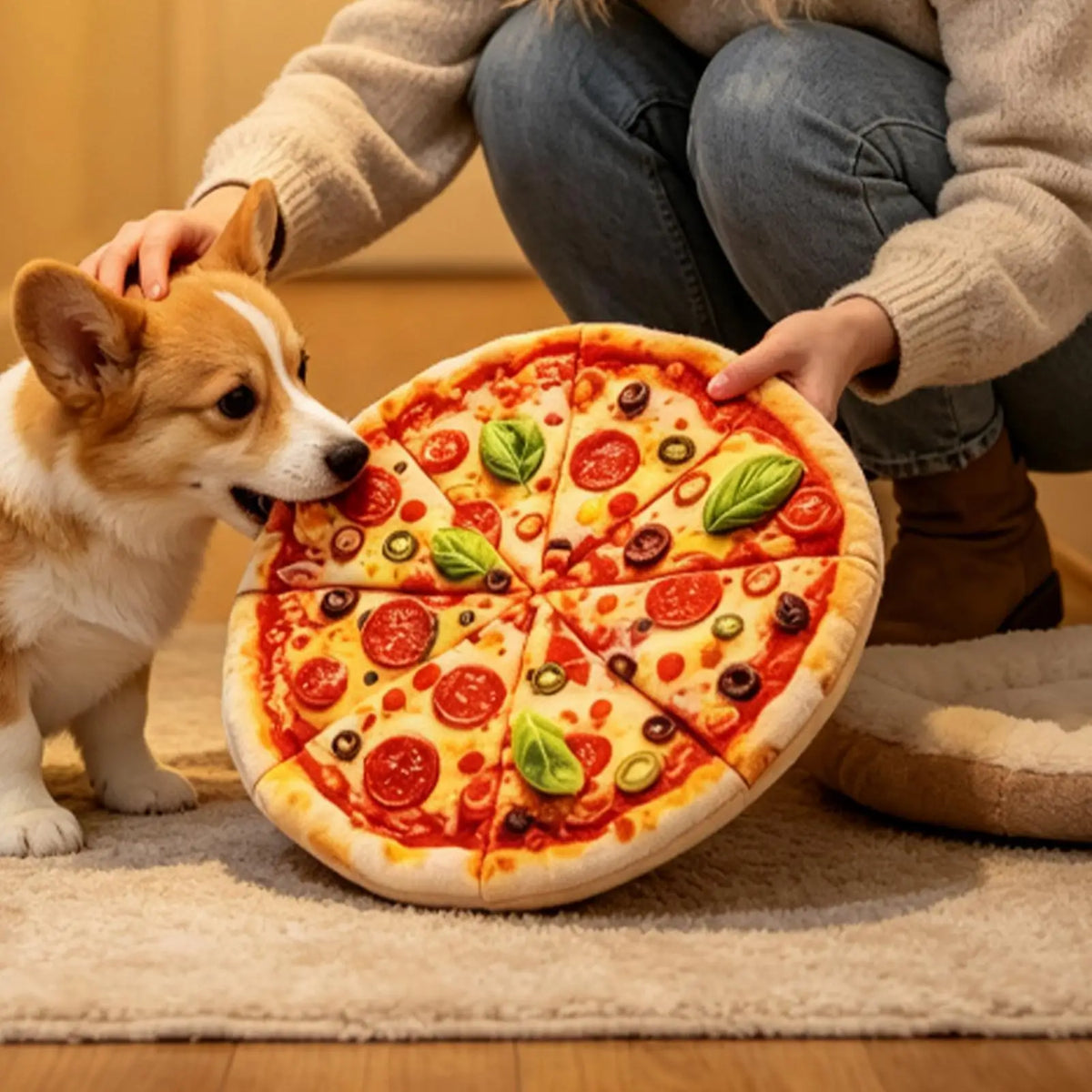 Pizza Squeaky Dog Toy – Plush Chew Toy for Dogs Dog Squeaky Toy PLUSH