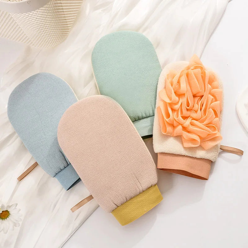 Double-Sided Exfoliating Gloves & Bath Scrubber Sponge Exfoliating Bath Glove PLUSH