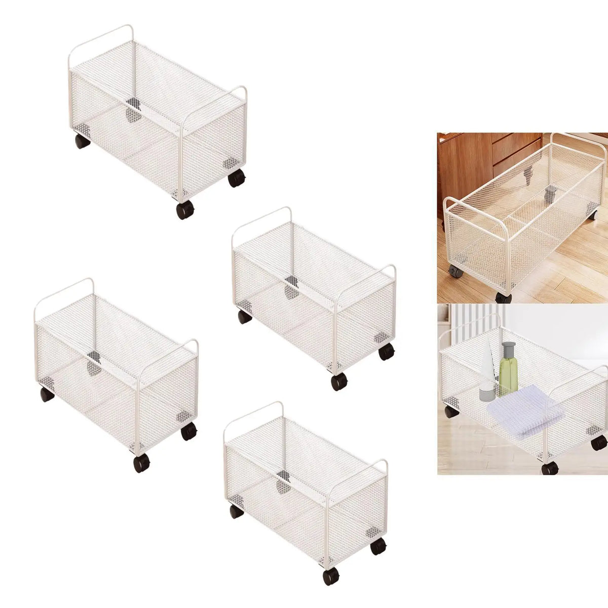 Mesh Iron Rolling Under Desk Storage Cart with Wheels Rolling Storage Cart PLUSH