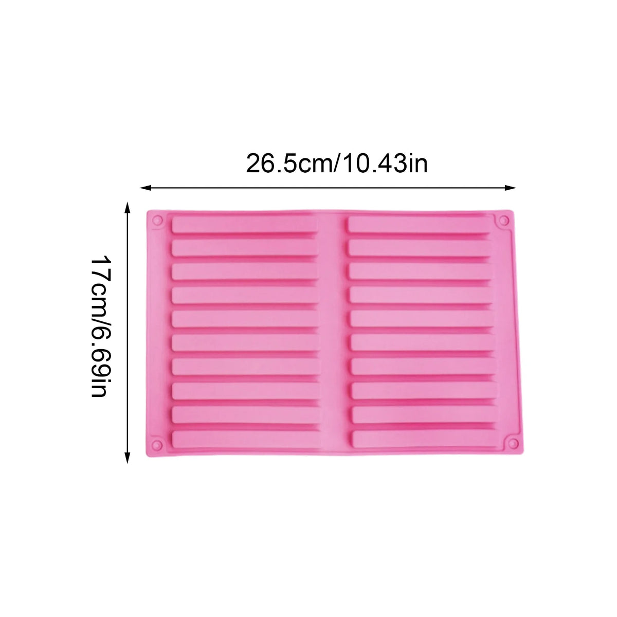 Silicone Chocolate Bar Mold 12-Cavity Long Strip Baking Tray Silicone Baking Mold PLUSH 20 Cavity
