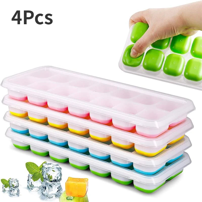 14-Grid Silicone Ice Cube Tray with Lid – Reusable Mold Ice Cube Tray PLUSH