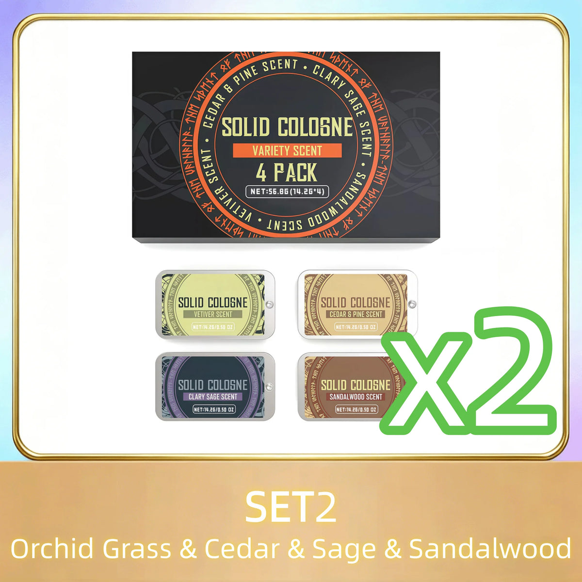 Men's Solid Cologne Balm Set – 8 Scents Pocket Perfume Solid Cologne Balm PLUSH SET 2 x2