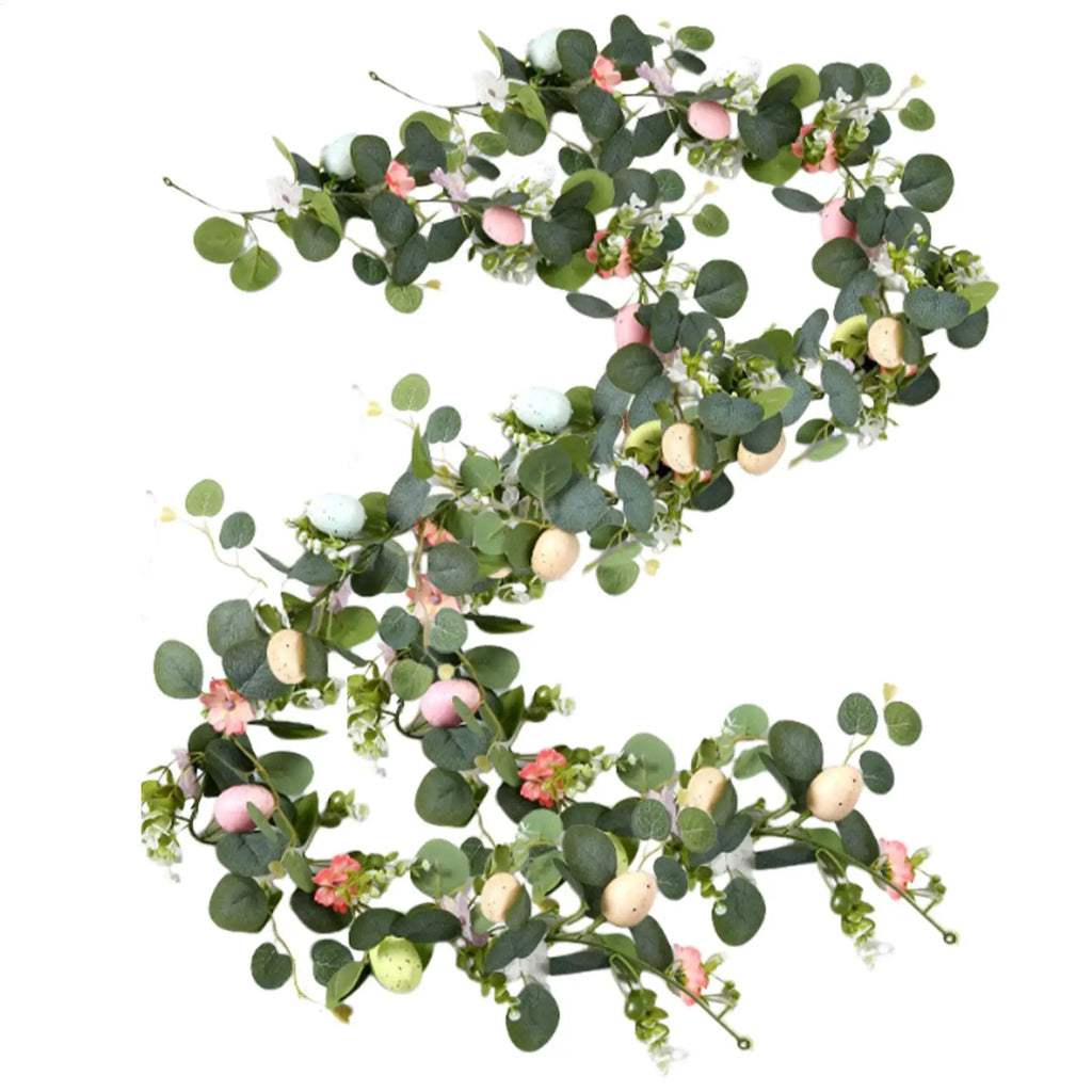 2-Pack Artificial Easter Egg Garland Wreaths | Spring Vine Decor Easter Garland Wreath PLUSH