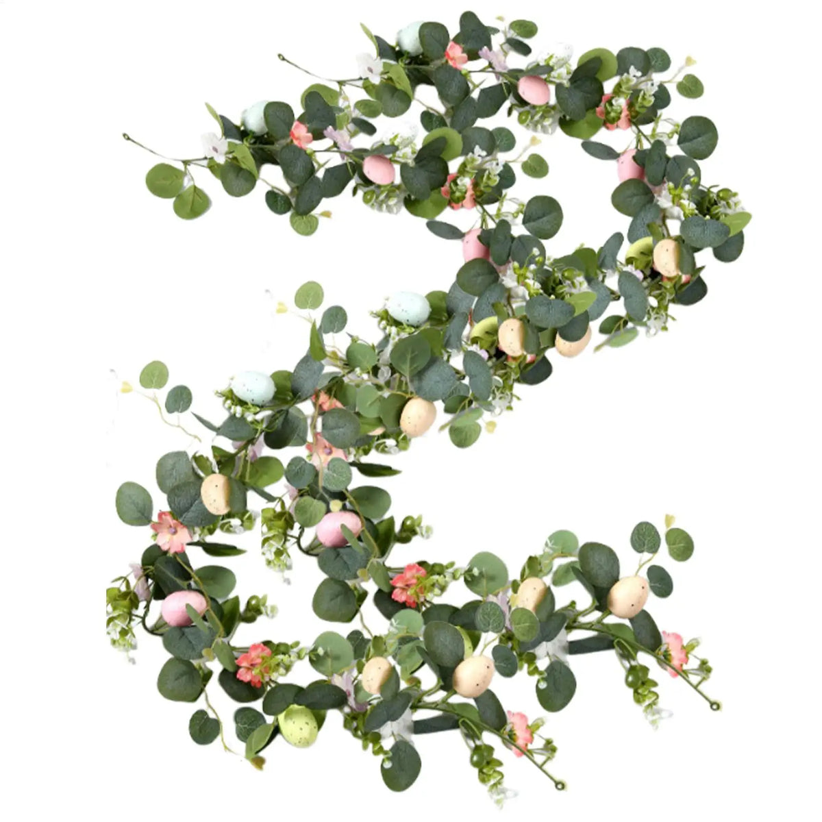 2-Pack Artificial Easter Egg Garland Wreaths | Spring Vine Decor Easter Garland Wreath PLUSH