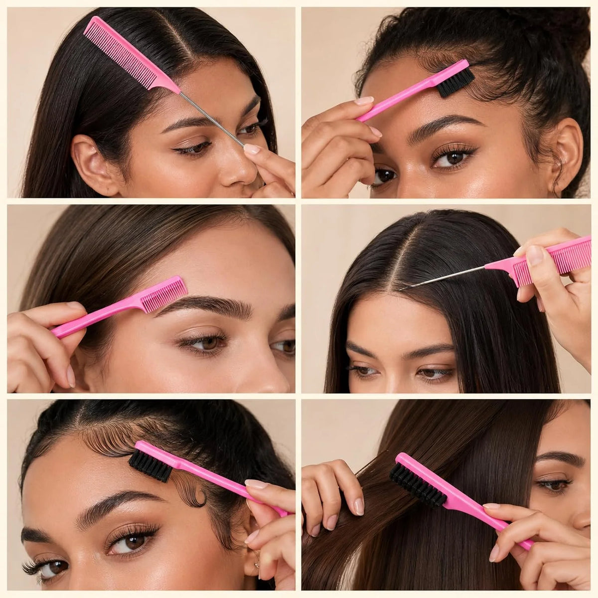 6-Piece Anti-Static Bamboo Detangling Comb Set – All Hair Types Hair Comb Set PLUSH