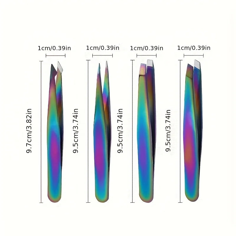 4-Piece Stainless Steel Eyebrow Tweezers Set | Precision Grooming Eyebrow Tweezers Set PLUSH