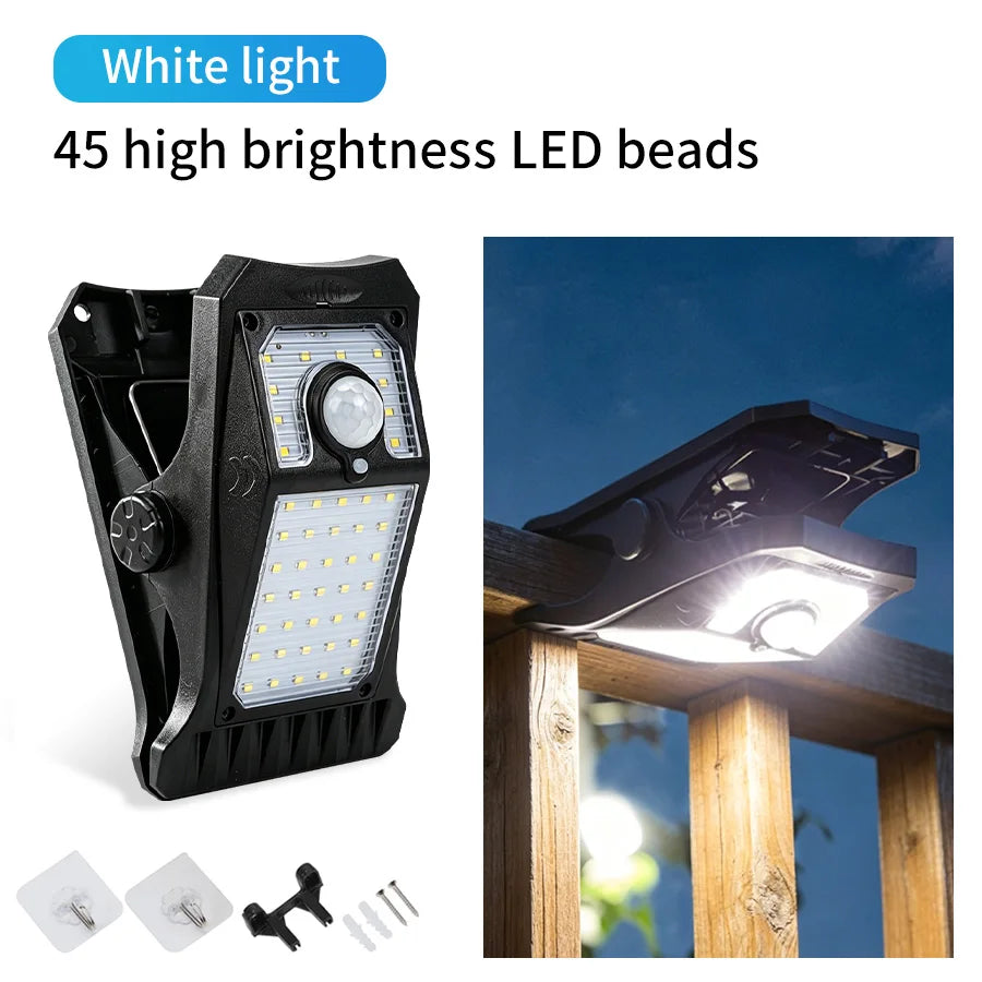 Solar LED Motion Sensor Outdoor Light – Clip & Wall Mount Solar Outdoor Light PLUSH Cold White 1 Piece