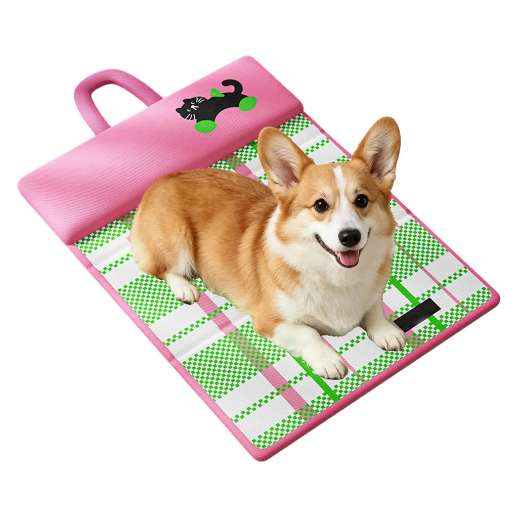 Foldable Double-Sided Cooling Pet Mat with Headrest | Cats & Dogs Pet Cooling Mat PLUSH