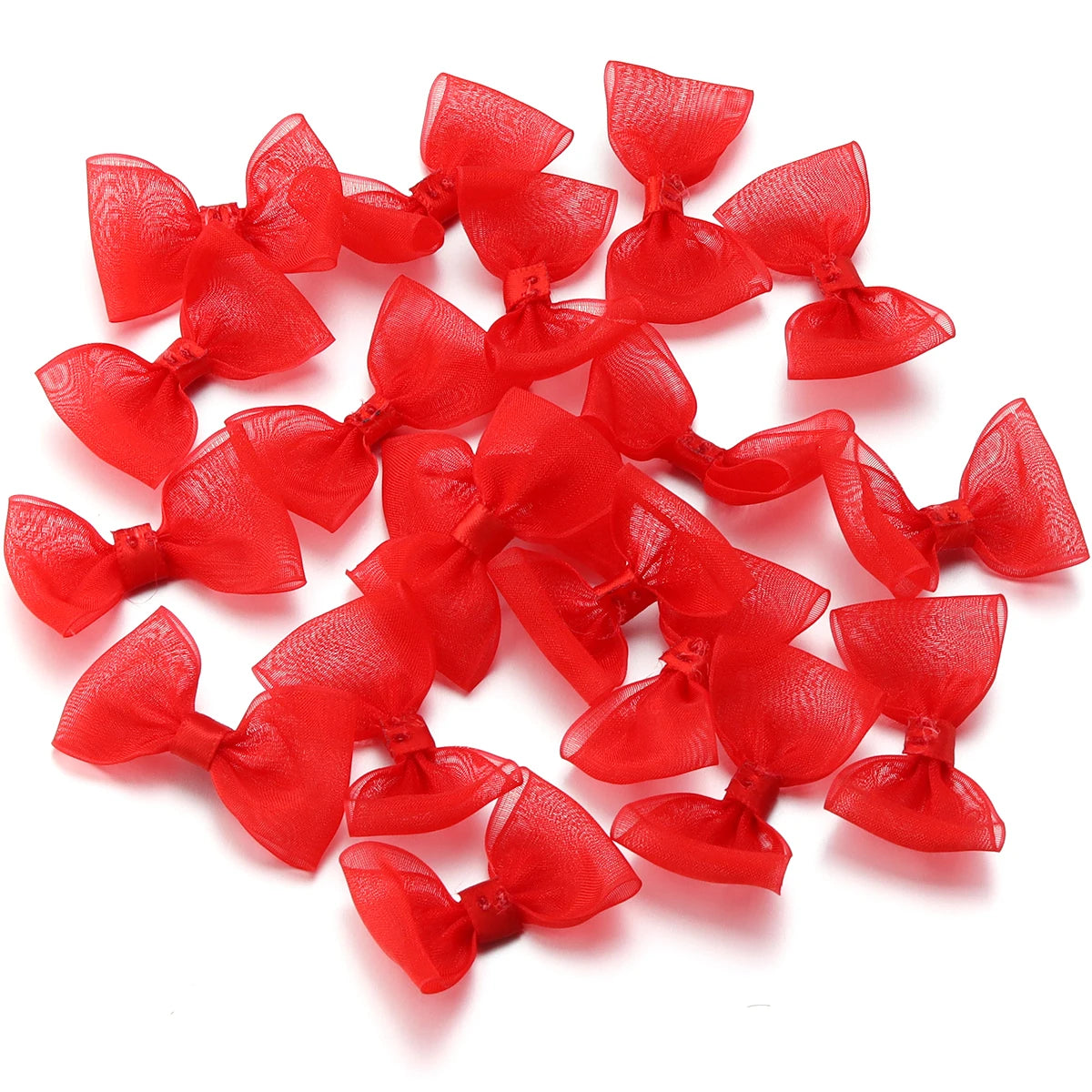 20pcs Satin Ribbon Bows 2.5x5cm Multicolor – Craft & Gift Decor Ribbon Bows PLUSH Red 2.5cmx5cm