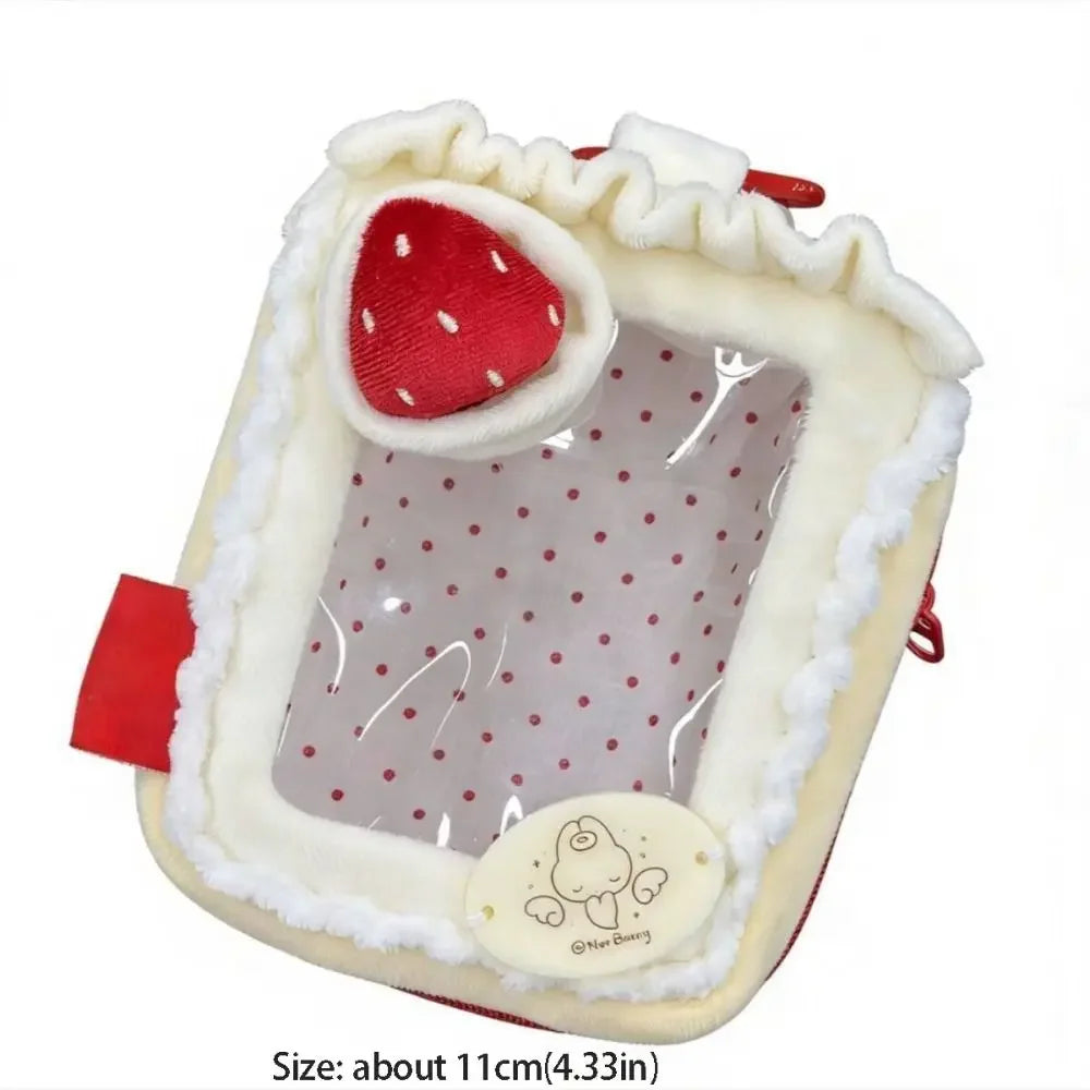 Transparent Strawberry Cake Bag Charm PVC Mini Display Pouch Bag Charm Pouch PLUSH