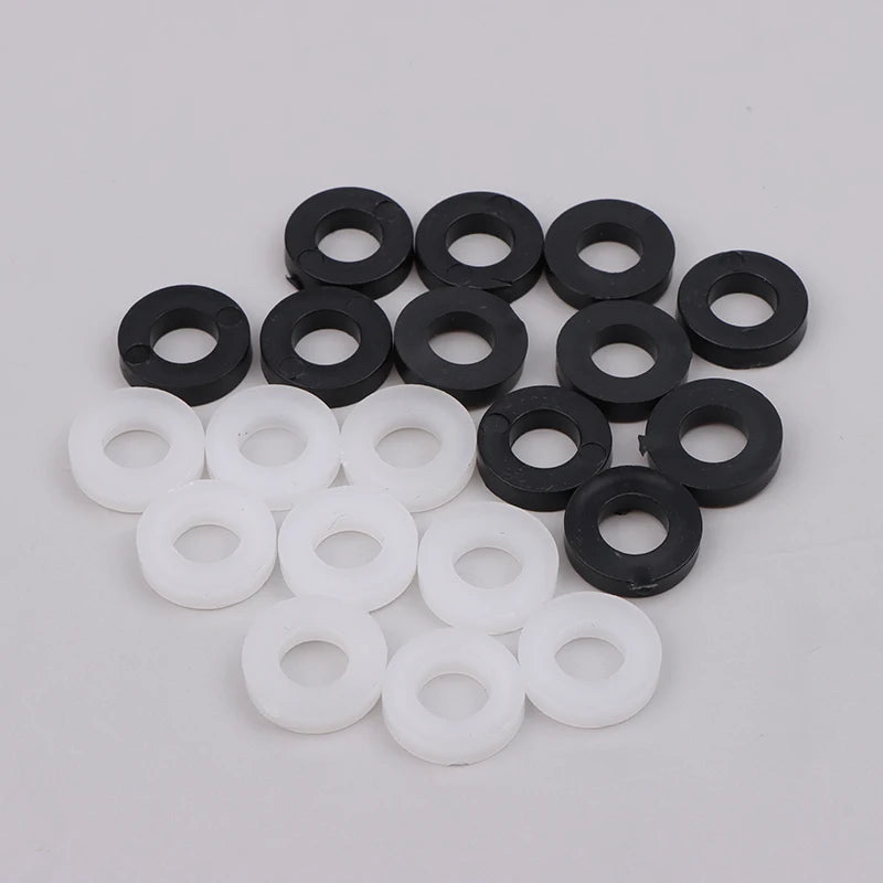 100pcs Nylon Flat Washers for Drum Lug Screws – Black & White Drum Hardware Parts PLUSH