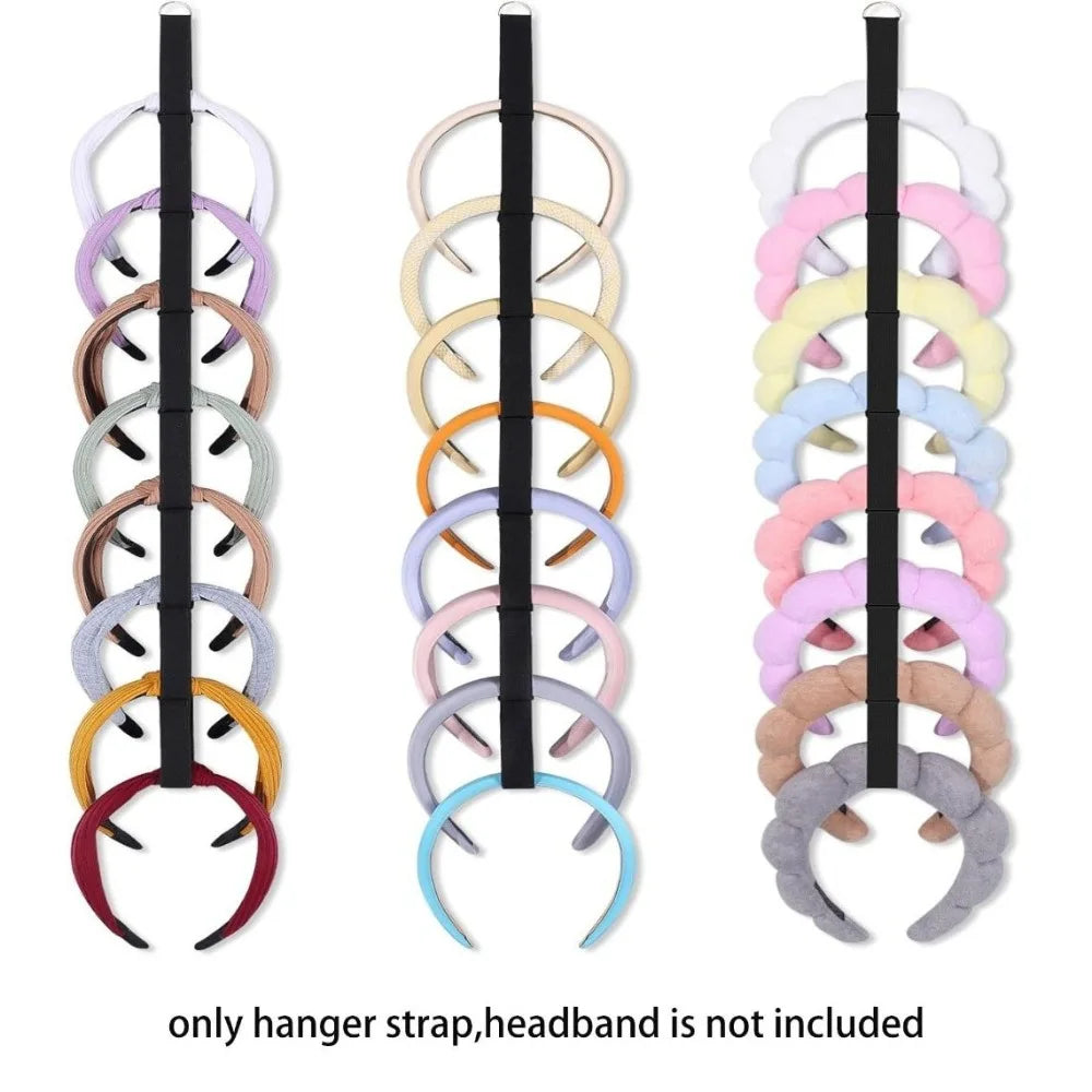 Wall-Mounted Headband Organizer – 8-Slot Holder, 3-Pack Headband Storage Holder PLUSH Black