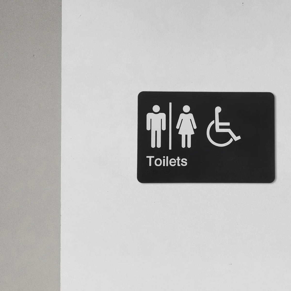 Braille Unisex Restroom Sign | Self-Adhesive ABS Plastic Restroom Door Sign PLUSH
