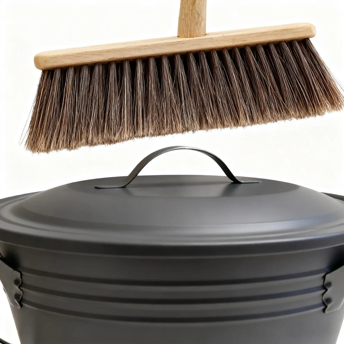Metal Fireplace Ash Bucket Set with Lid, Shovel & Broom Fireplace Ash Bucket PLUSH