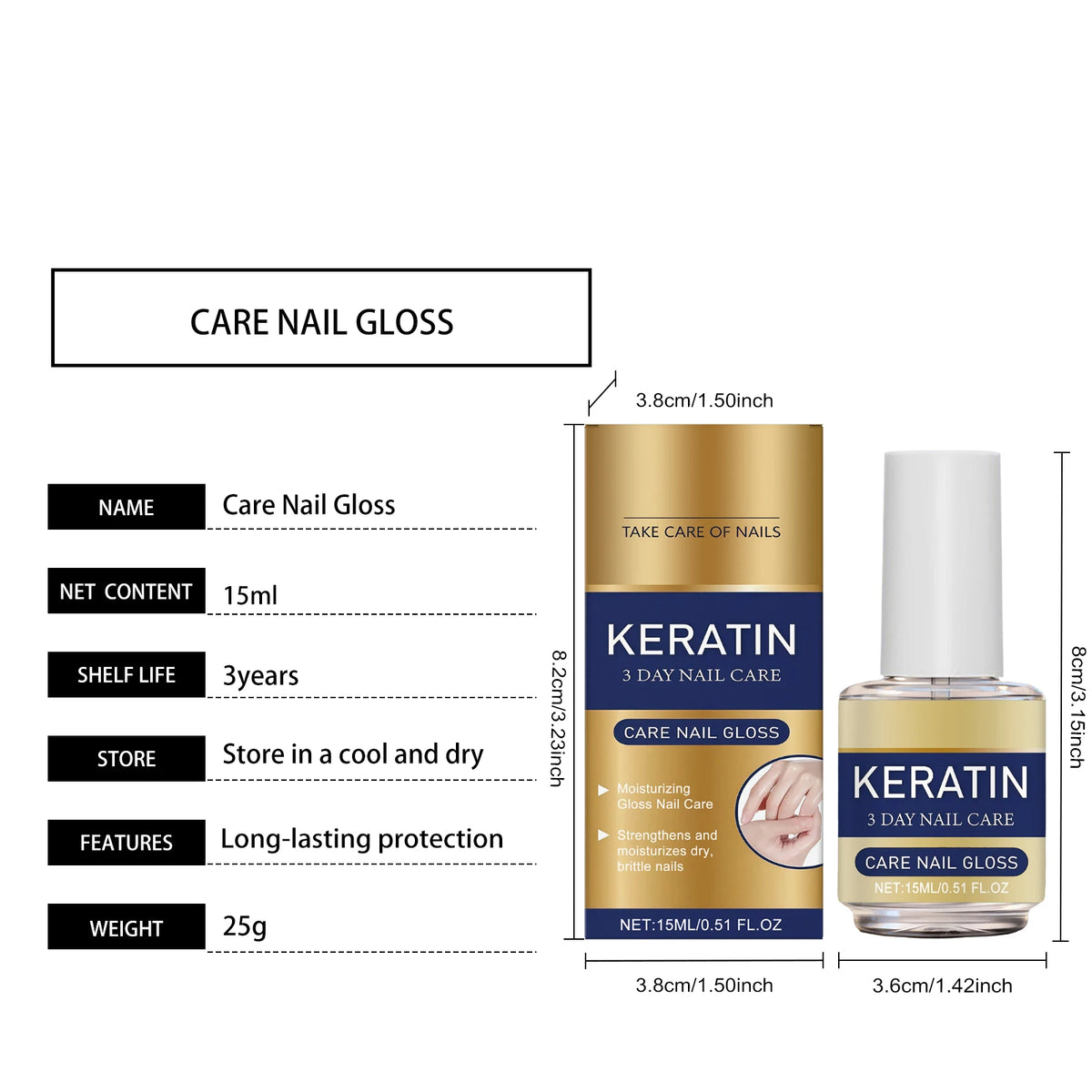 Keratin Nail Strengthening Oil | Plant Extract Nail Treatment 15ml Nail Treatment Oil PLUSH