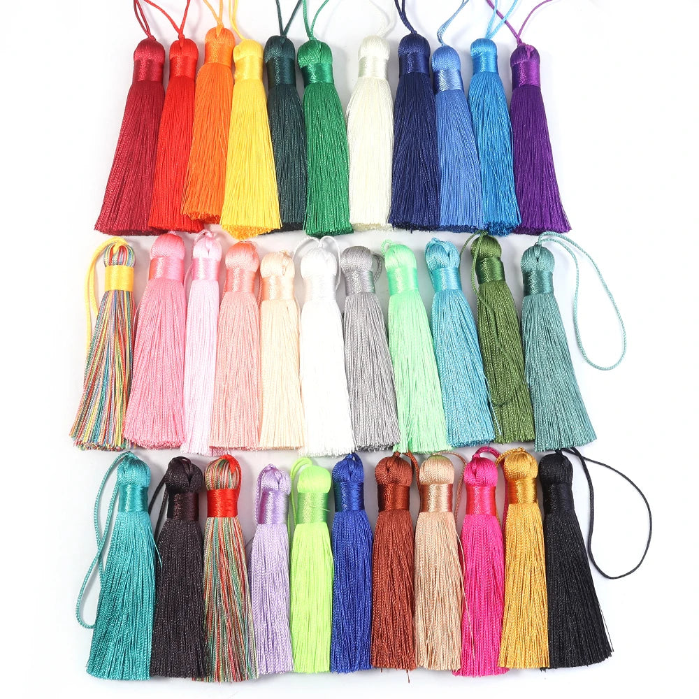 6pcs Colorful Silky Tassel Pendants – DIY Jewelry & Home Decor Tassel Fringe Pendant PLUSH mixed