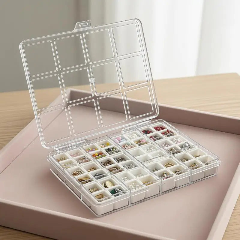Nail Accessories Storage Box – 24/36/48 Grid Transparent Organizer Nail Accessories Organizer PLUSH