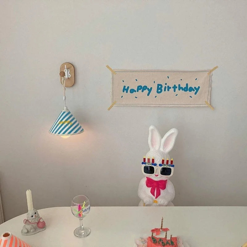 Kids Happy Birthday Flag Banner 55x22cm – Party Photo Prop Party Flag Banner PLUSH