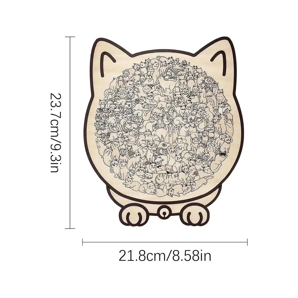 Cat-Shaped Wooden Jigsaw Puzzle 135 Pieces – Gift for Cat Lovers Wooden Jigsaw Puzzle PLUSH D