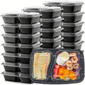 10-Set Disposable Plastic Bento Lunch Boxes with Lids – Stackable Food Storage Containers PLUSH 10Sets