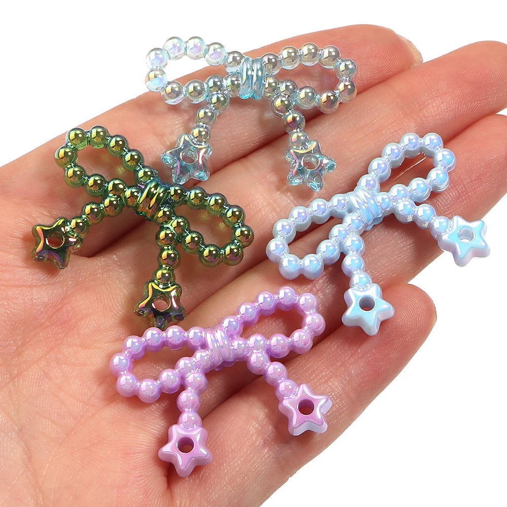 10pcs Bowknot Acrylic Spacer Beads – Bow Charms for DIY Jewelry Acrylic Spacer Beads PLUSH