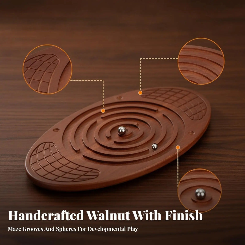 Rocking Wooden Balance Board with Maze & Steel Balls Balance Training Board PLUSH