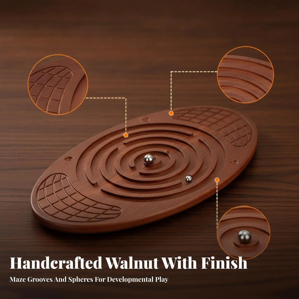 Rocking Wooden Balance Board with Maze & Steel Balls Balance Training Board PLUSH