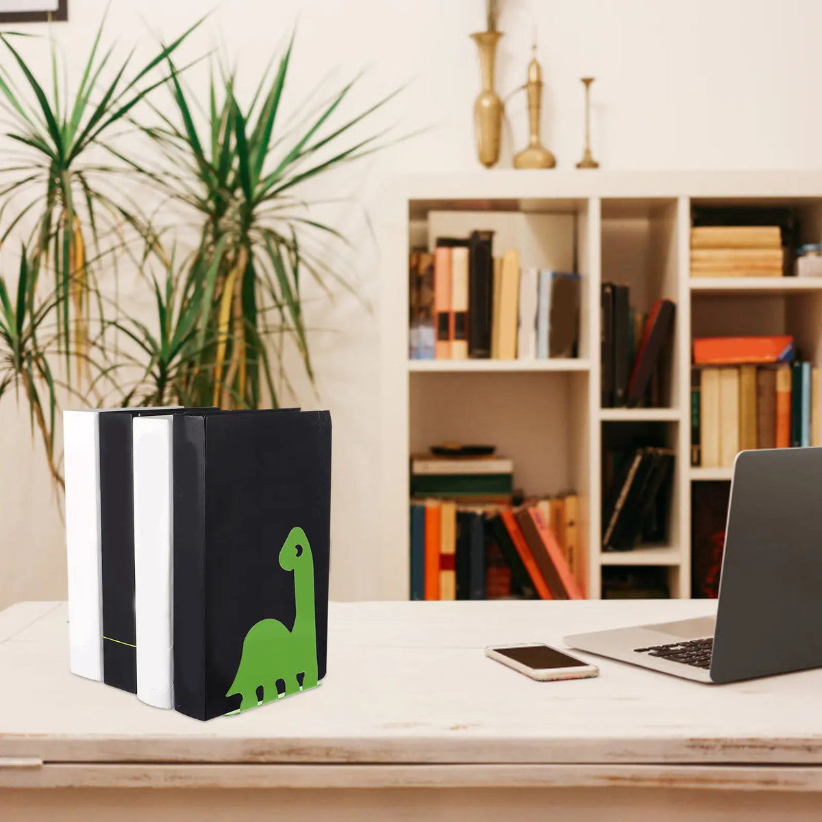 Metal Bookends Desktop Book Stand Holder – 1 Pair Iron Metal Bookends PLUSH