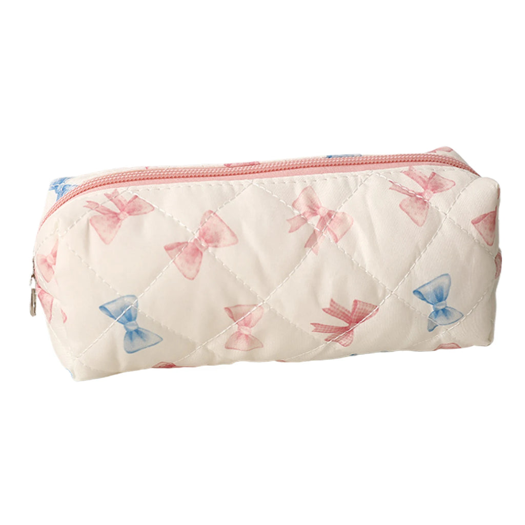 Large Capacity Bowknot Pencil Case – Portable Stationery Pouch Pencil Case PLUSH Pink B