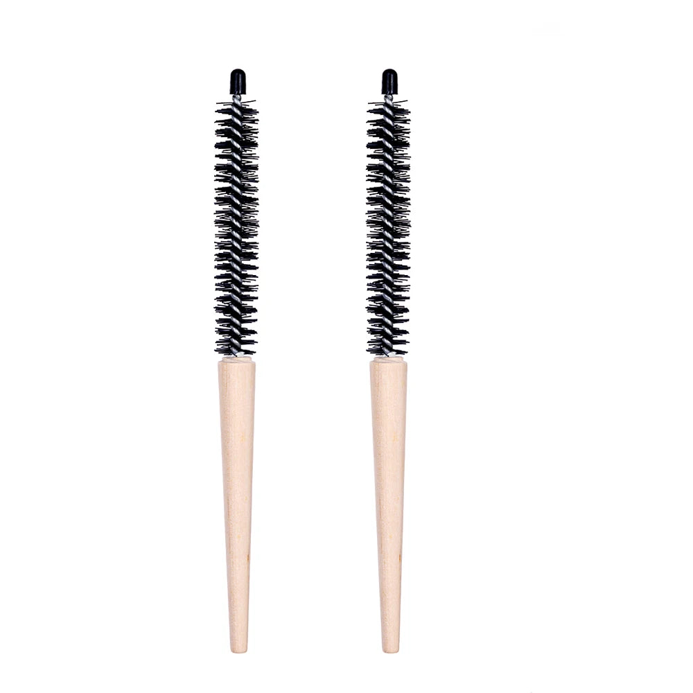 Mini Round Wooden Hair Brush – Nylon Bristles | 1 or 2 Pack Round Hair Brush PLUSH green