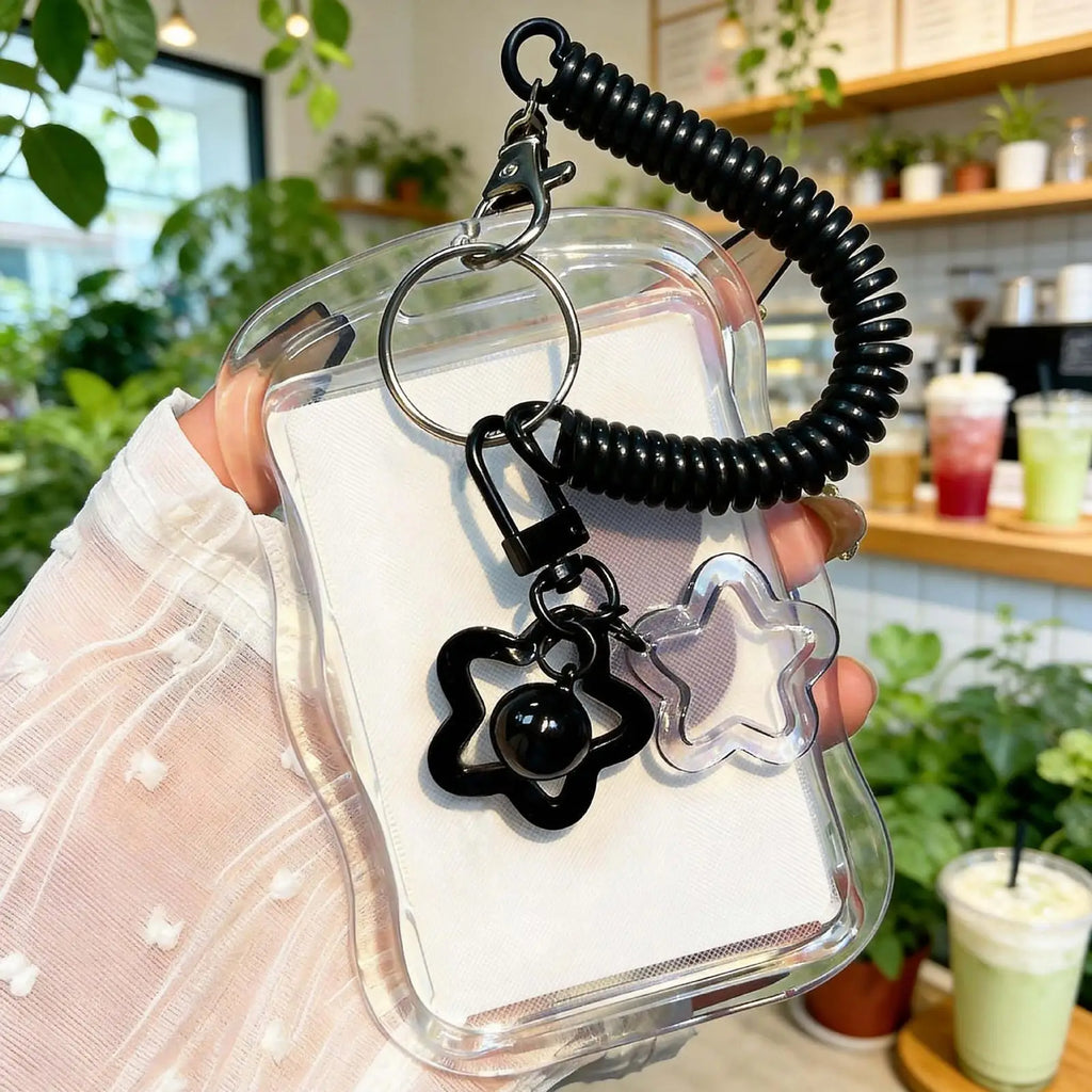 Transparent Photocard Holder Keychain | Star Bell Charm Photocard Holder Keychain PLUSH