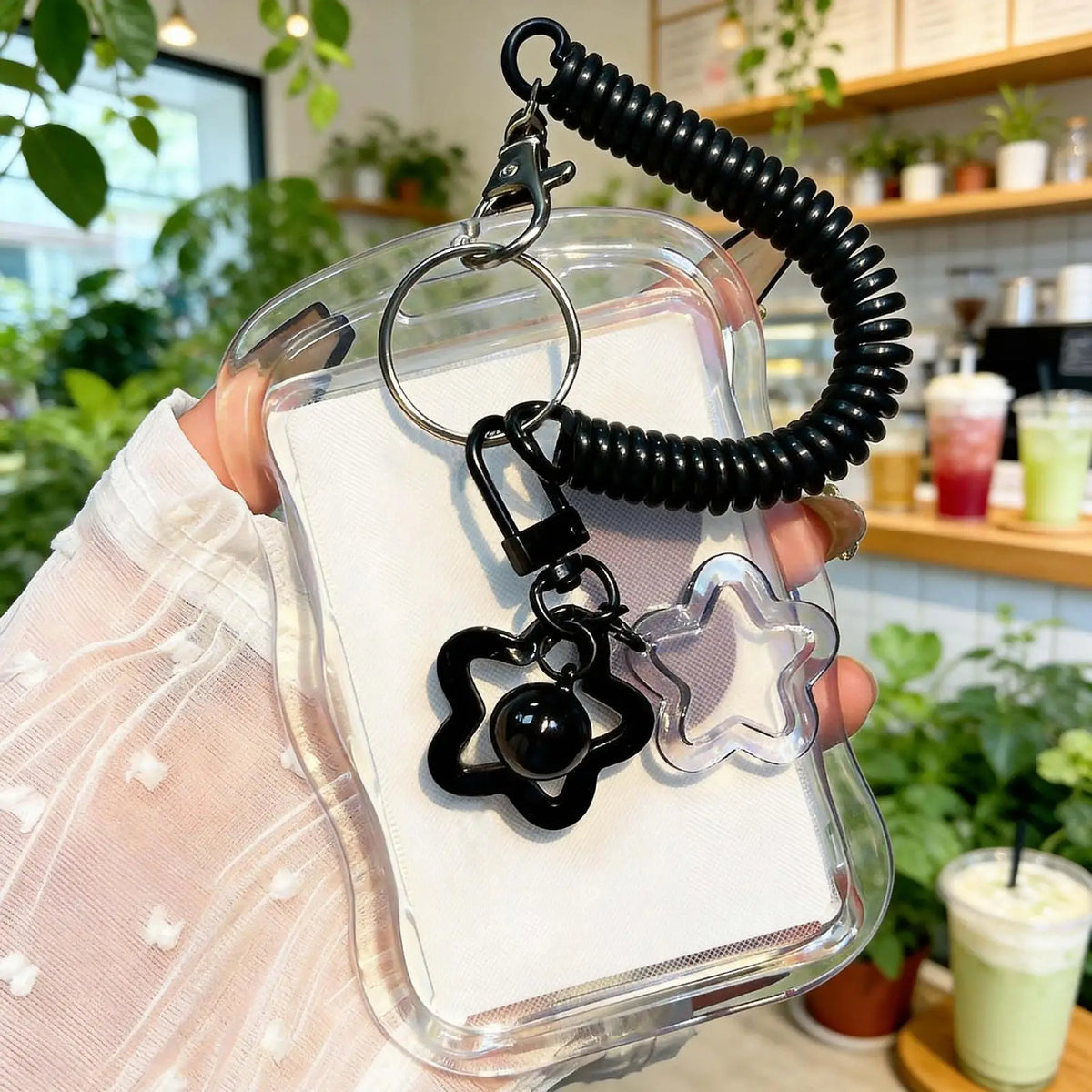 Transparent Photocard Holder Keychain | Star Bell Charm Photocard Holder Keychain PLUSH