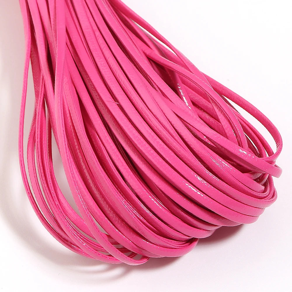 50 Yards 2mm Flat Faux Leather Cord – Multicolor DIY Crafts Leather Craft Cord PLUSH hotpink