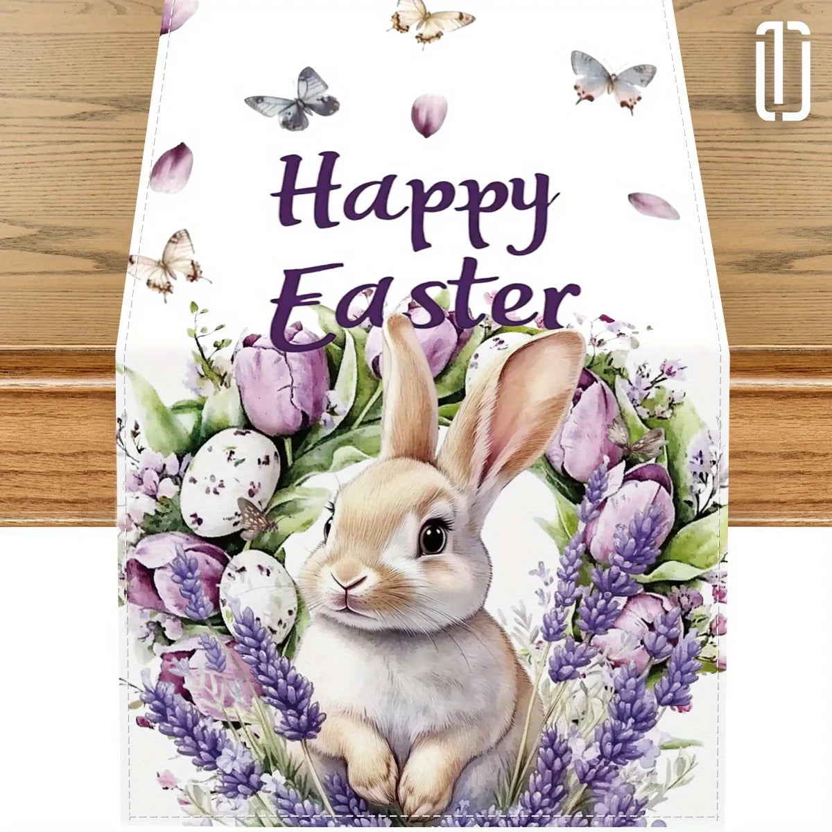 Easter Table Runner – Rabbit & Lavender Print | 3 Sizes Holiday Table Runner PLUSH A 33X90Cm
