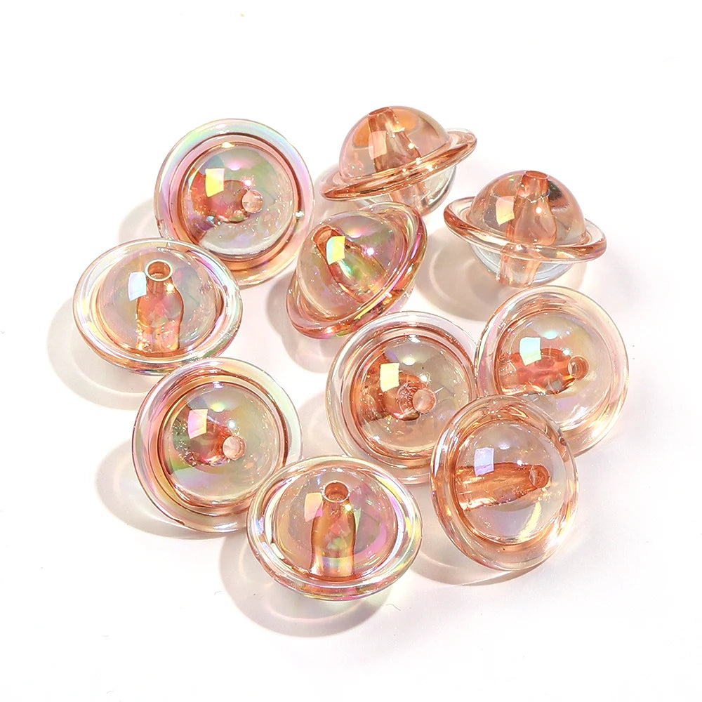 UFO Shape Color Plated Acrylic Spacer Beads 10pcs – DIY Jewelry Acrylic Spacer Beads PLUSH light brown