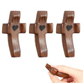 Handmade Wooden Pocket Prayer Cross | Christian Fidget Gift Wooden Prayer Cross PLUSH Brown-3PCS