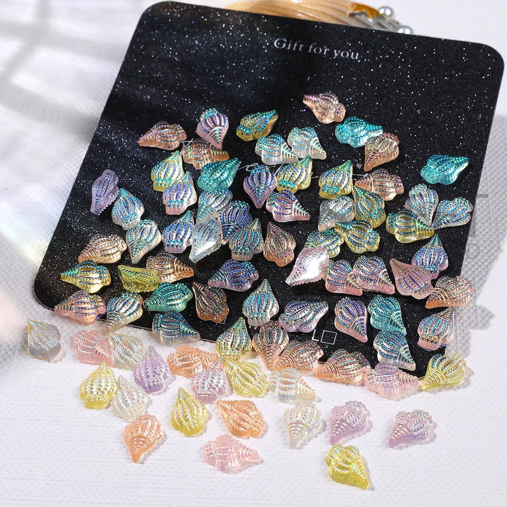 Iridescent Conch Resin Nail Charms Aurora Shell 20/50pcs Nail Art Charms PLUSH