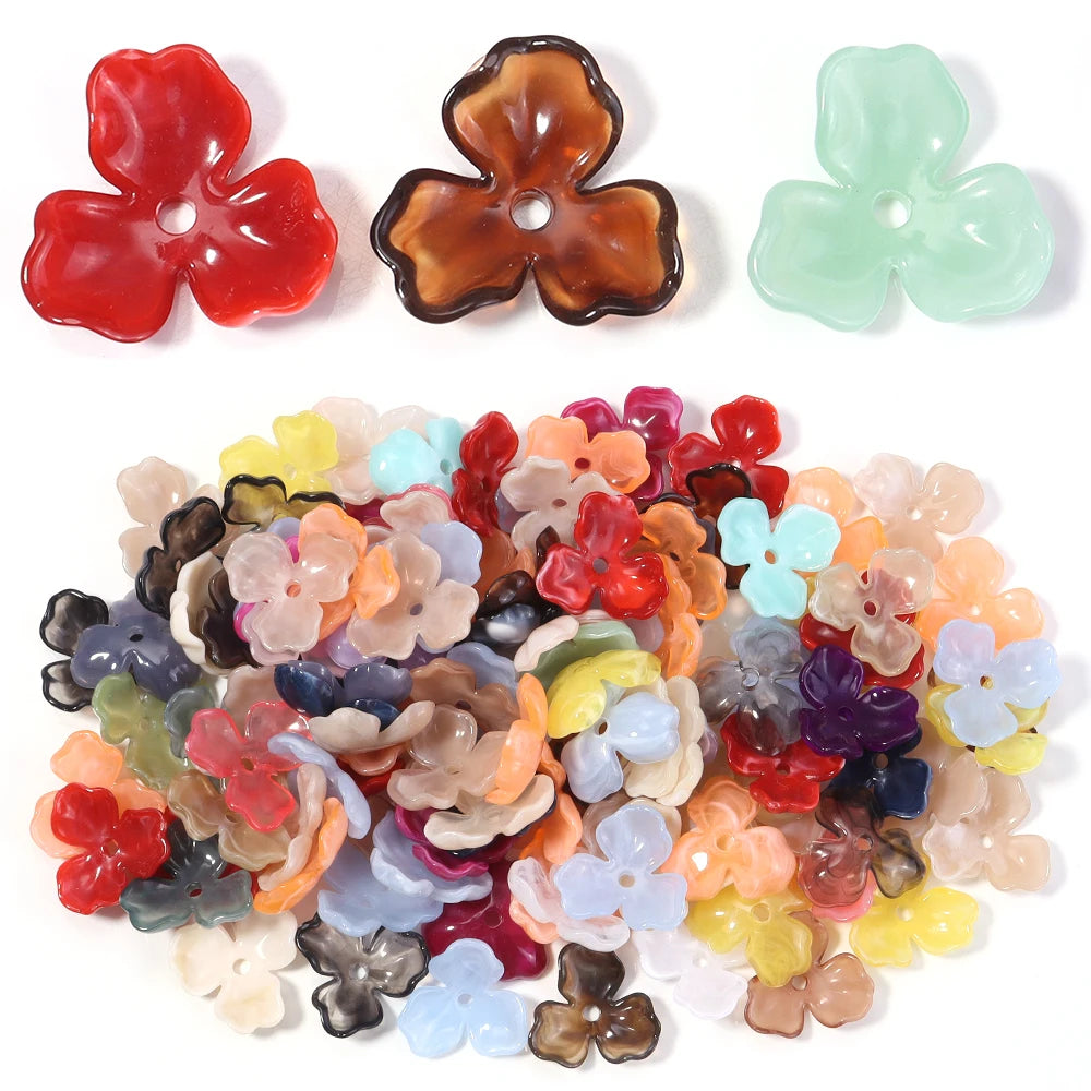 10pcs Two-Tone Flower Acrylic Bead Caps 22mm – DIY Jewelry Acrylic Bead Caps PLUSH